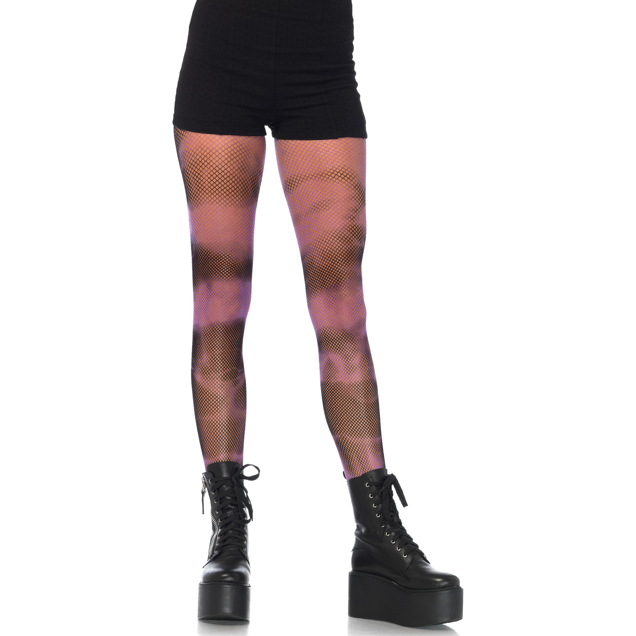 Fishnet tie dye pantyhose O/S BLACK/PURPLE