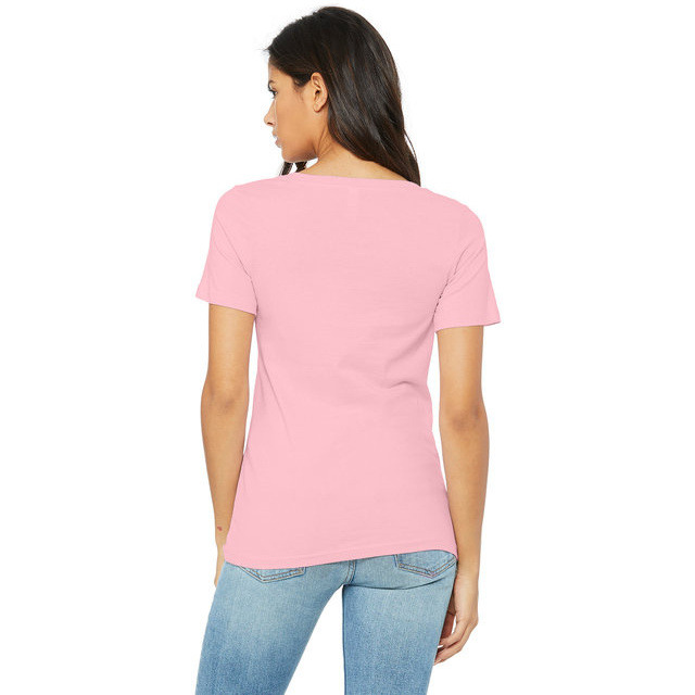 Ladies Relaxed Jersey V-Neck T-Shirt - BERRY - S(D0102H782B6)