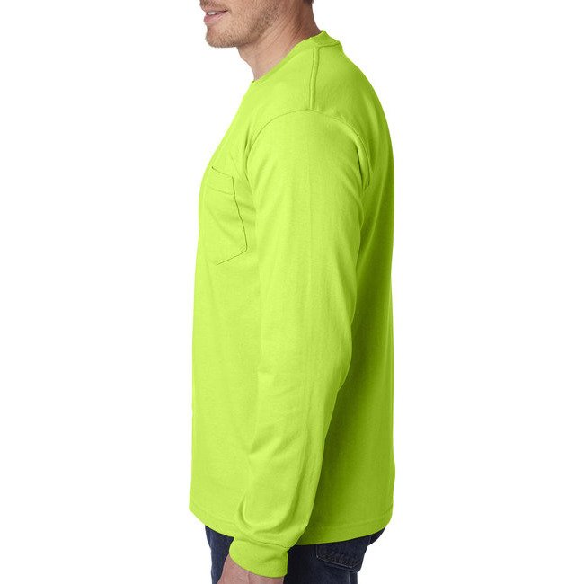 Bayside BA8100 Adult 6.1 oz., 100% Cotton Long Sleeve Pocket T-Shirt