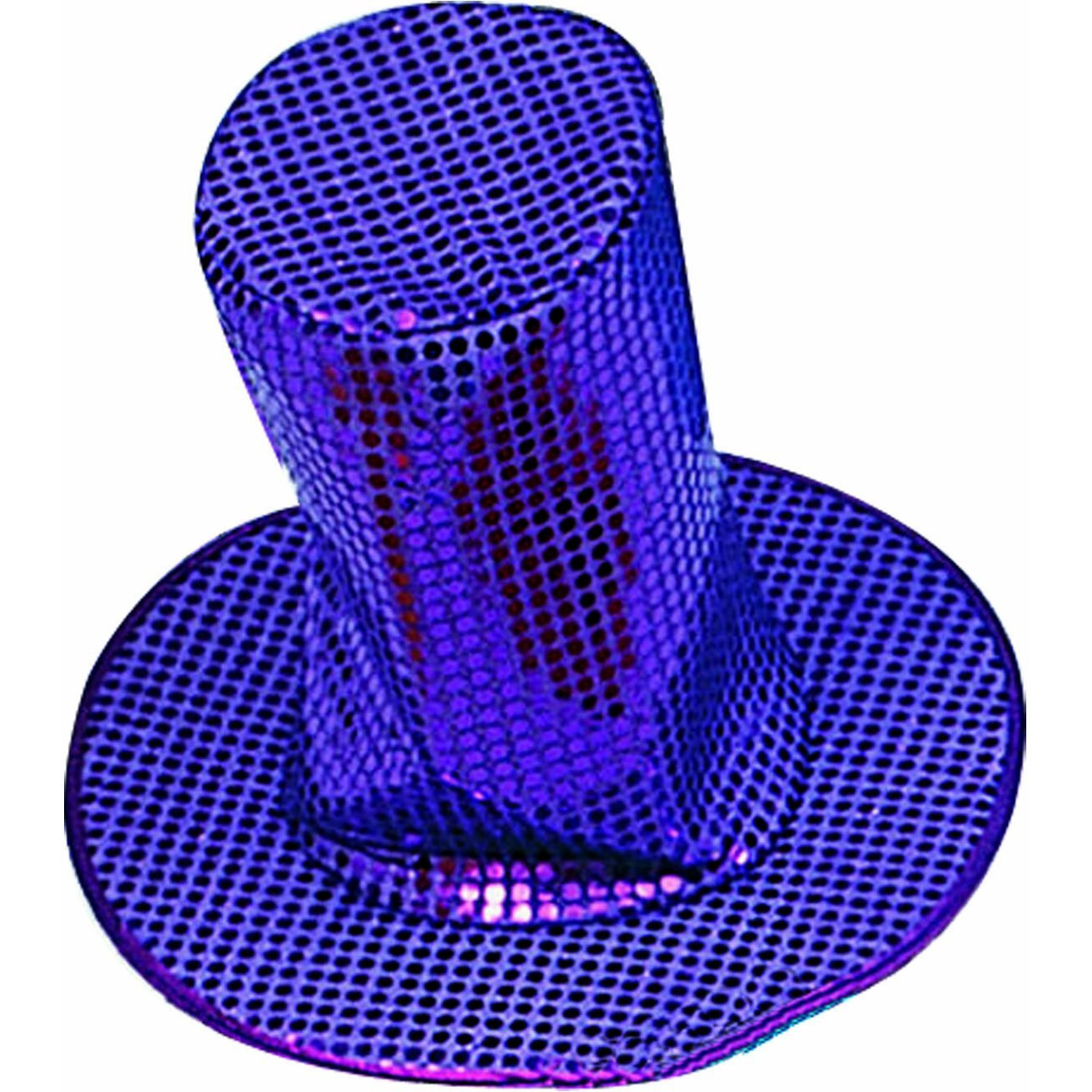 Purple Sequin Disco Hat  8" H