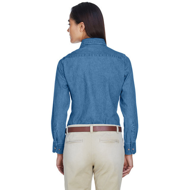 Ladies 65 oz Long-Sleeve Denim Shirt - DARK DENIM - S(D0102H7NV5J)