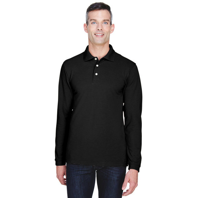 Mens 56 oz Easy Blendong-Sleeve Polo - BLAcK - XS(D0102H76KLP)