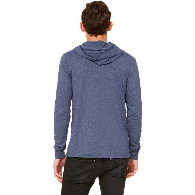 Unisex Jersey Long-Sleeve Hoodie - HEATHER NAVY - XS(D0102H7WFLX)
