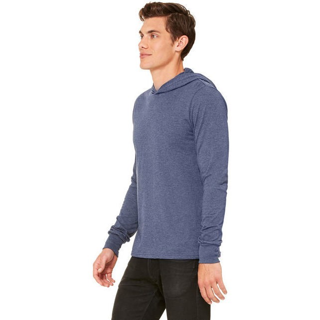 Unisex Jersey Long-Sleeve Hoodie - HEATHER NAVY - XS(D0102H7WFLX)