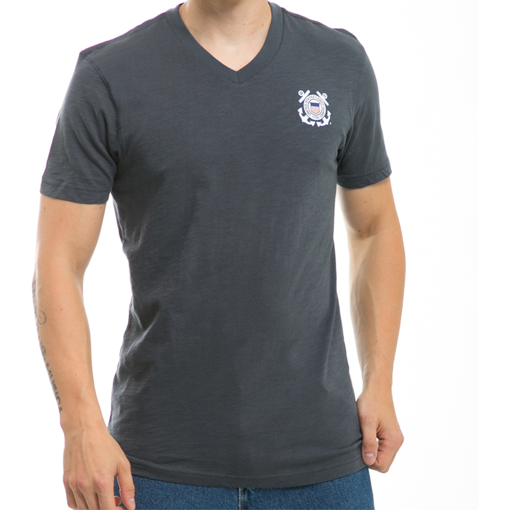 Military V-Neck Tee,CoastGuard, Navy, XL