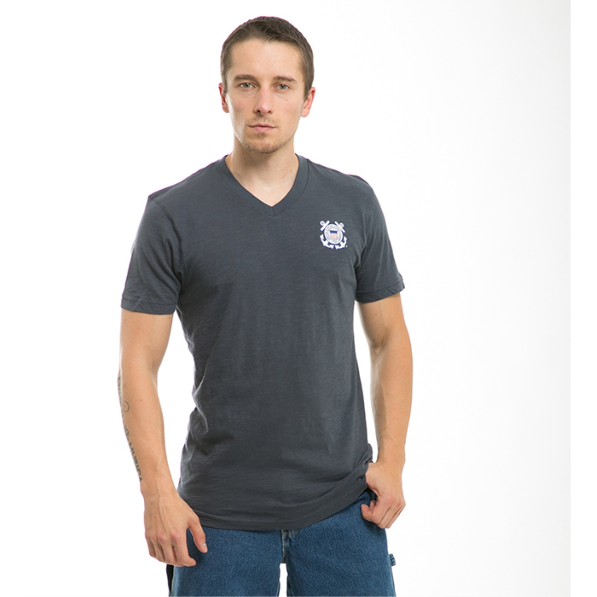 Military V-Neck Tee,CoastGuard, Navy, XL