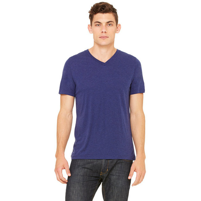 Unisex Triblend V-Neck T-Shirt - BLUE TRIBLEND - S(D0102H7W722)