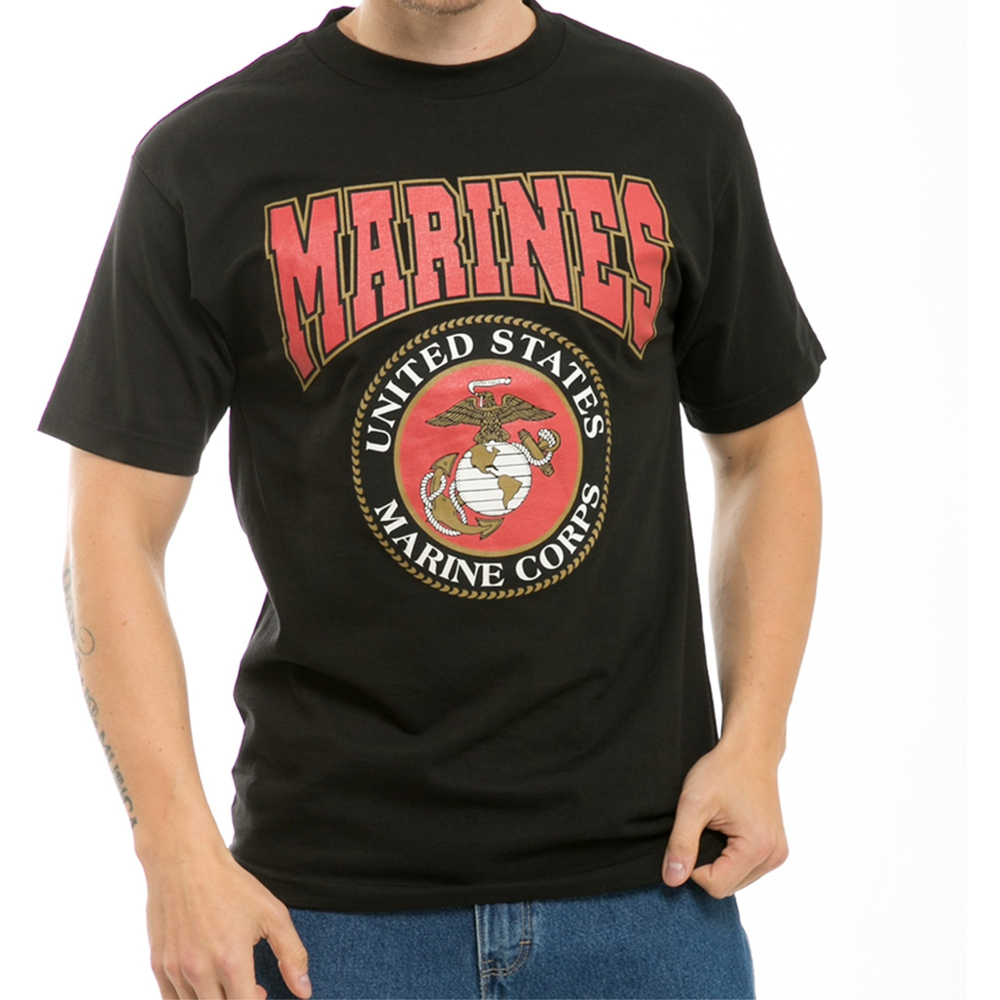 Classic Military T's, Marines, Black, M