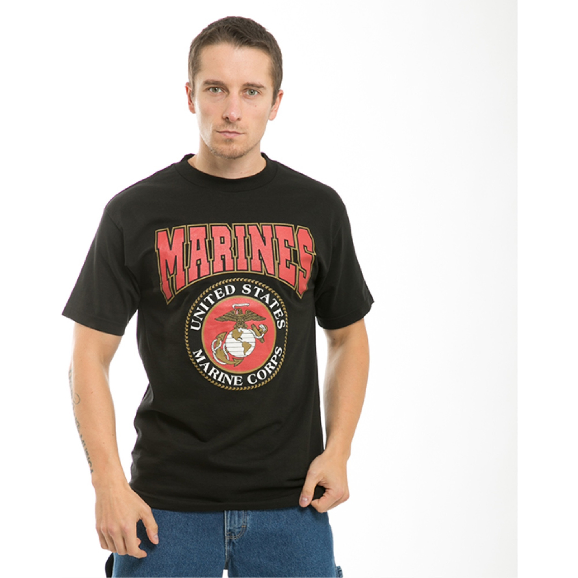 Classic Military T's, Marines, Black, XL