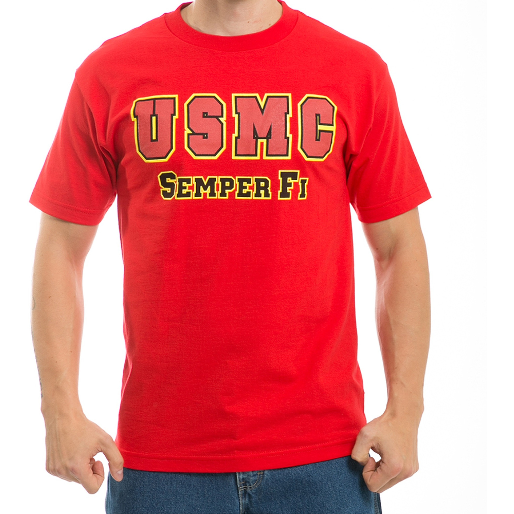 Classic Military T's, USMC, Red, 2X