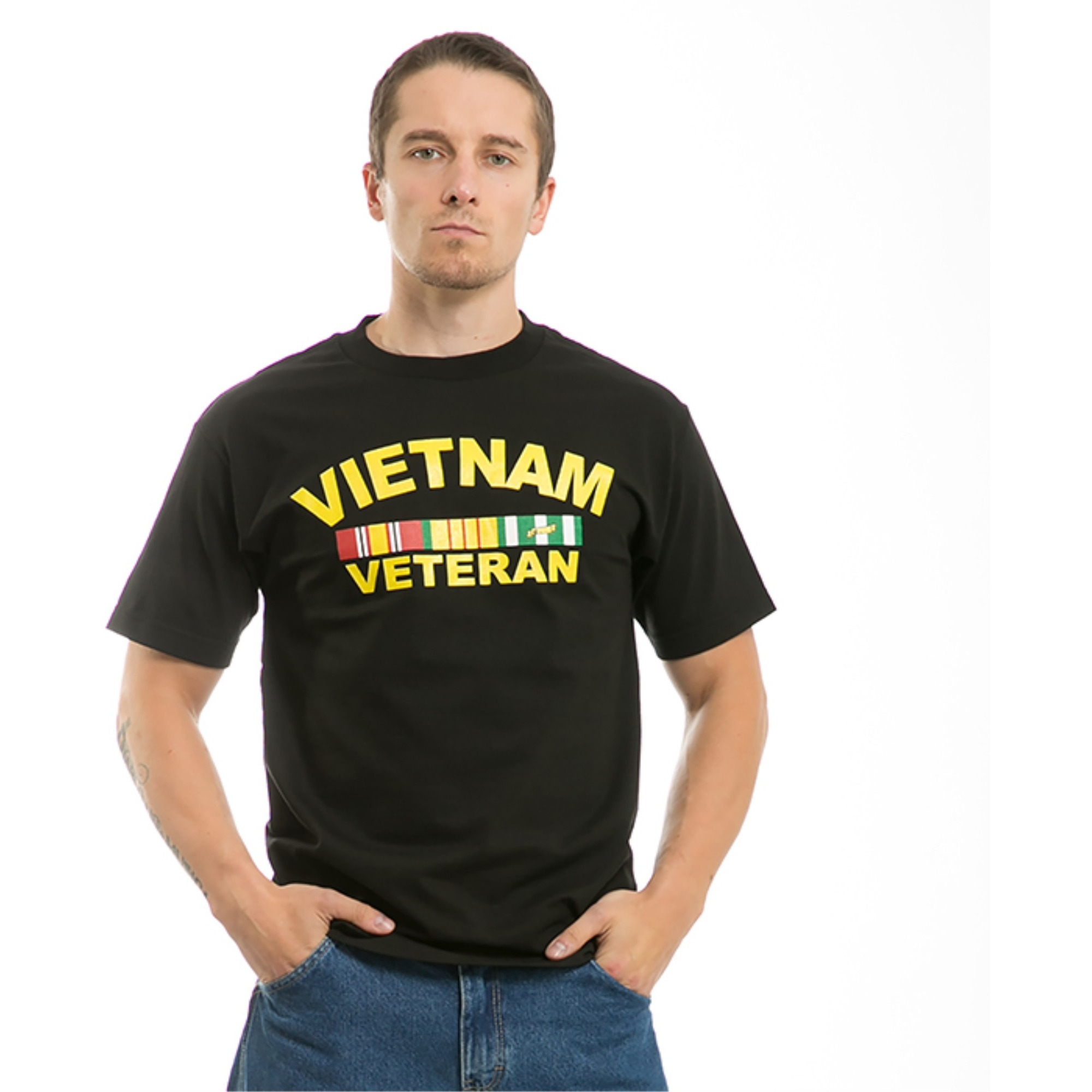 Classic Milit T's, Vietnam Vet, Black XL