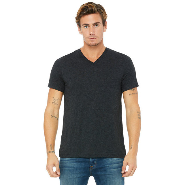 Unisex Triblend V-Neck T-Shirt - BLUE TRIBLEND - S(D0102H7W796)