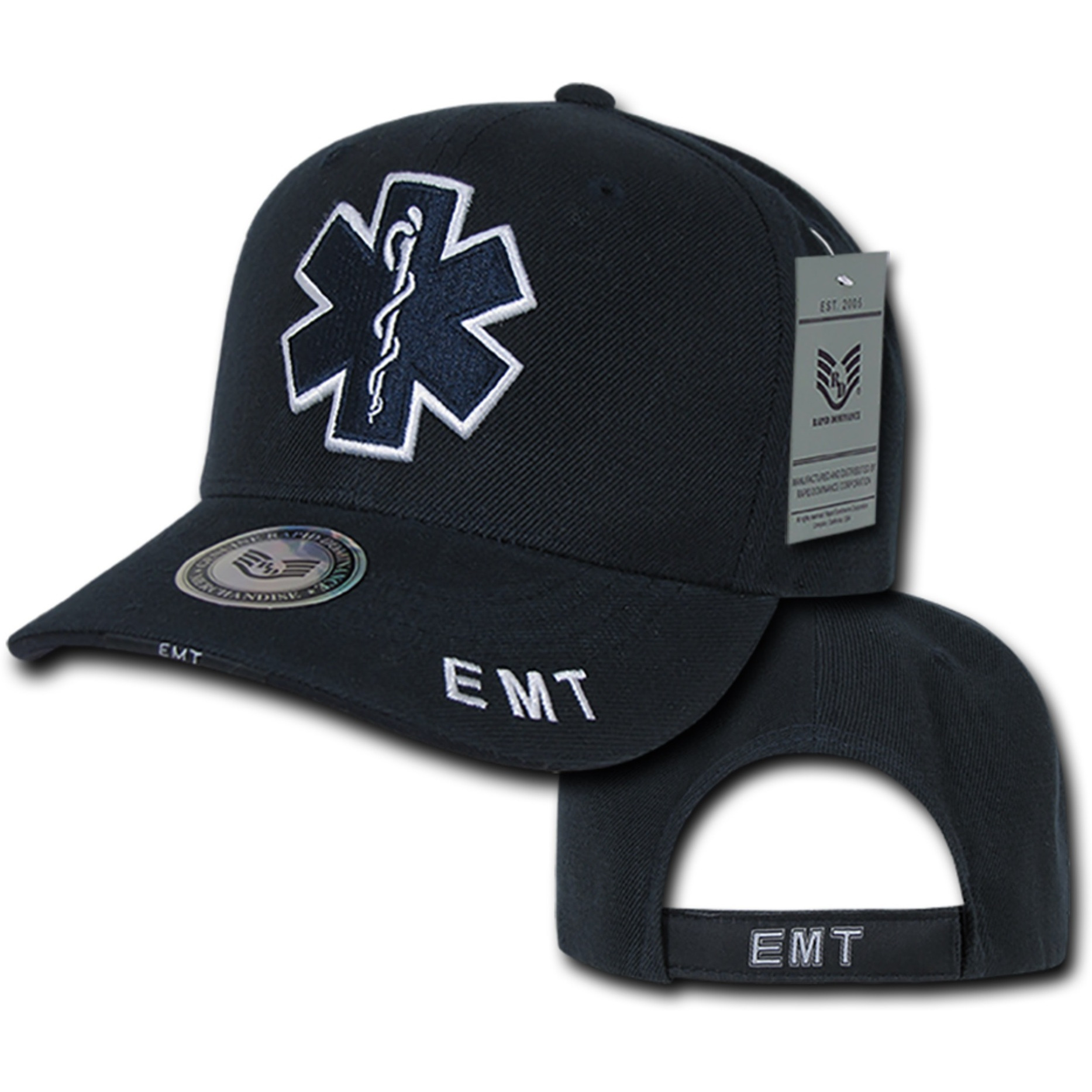 Deluxe Law Enf. Caps, EMT Cross, Navy