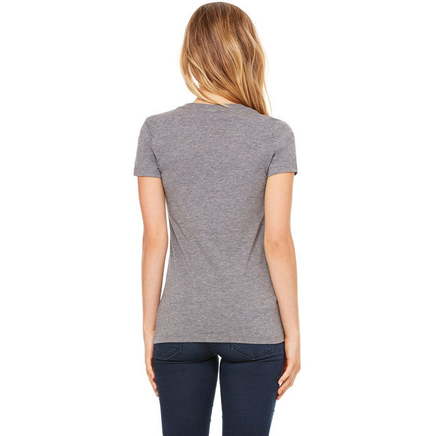 Ladies Triblend Short-Sleeve Deep V-Neck T-Shirt - BLUE TRIBLEND - S(D0102H7WBNJ)