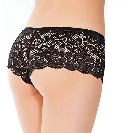 Low Rise Scallop Lace Booty Shorts Black O/S(D0102H5053W.)