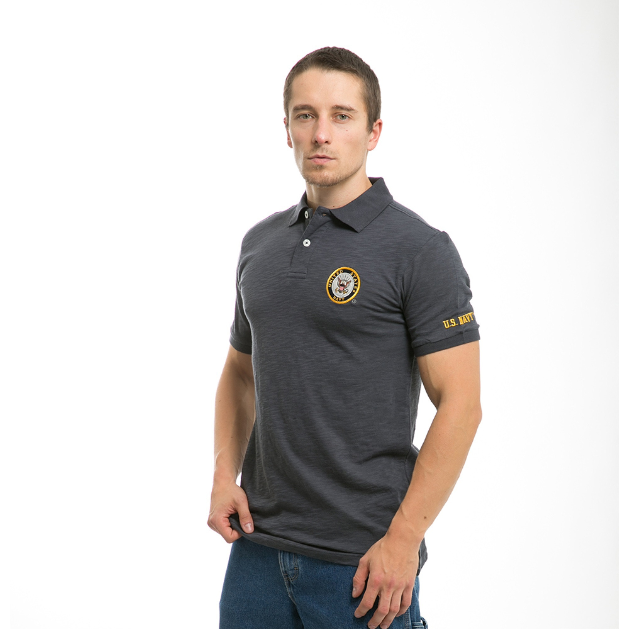 Military Polo Shirt, Navy, Navy, S