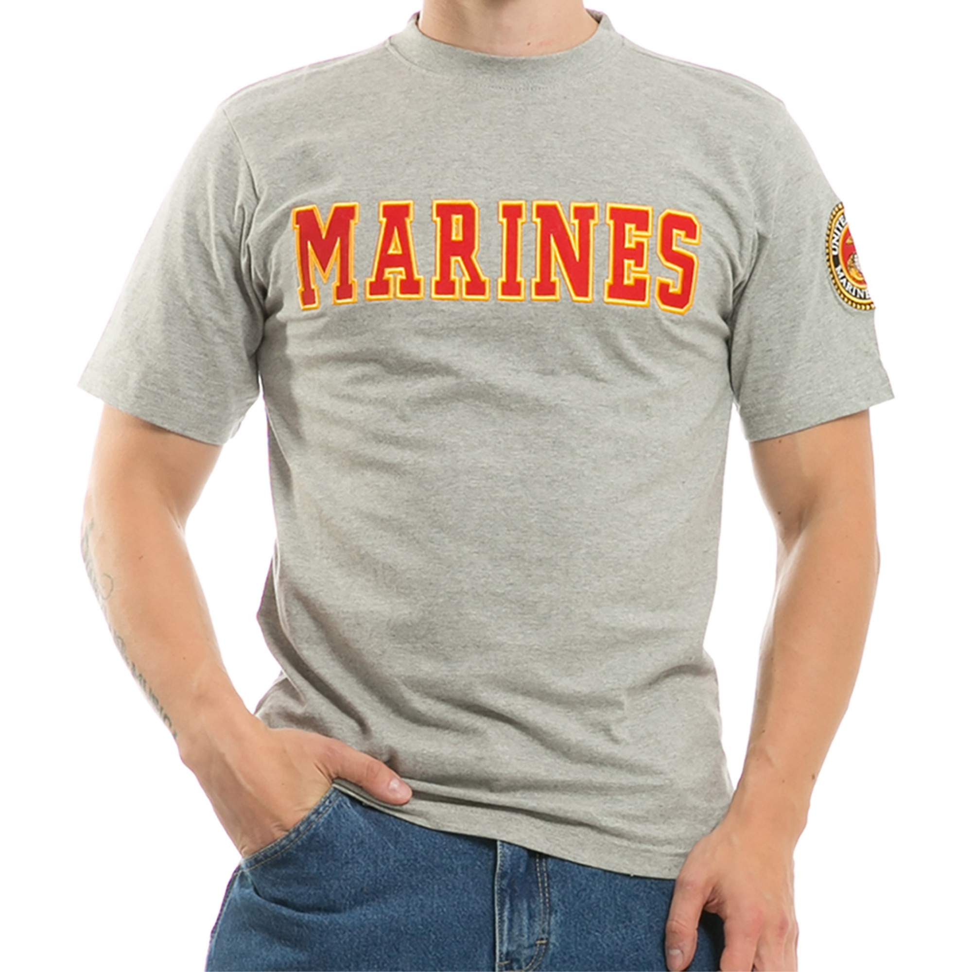 Applique Text T's, Marines, Grey, XL