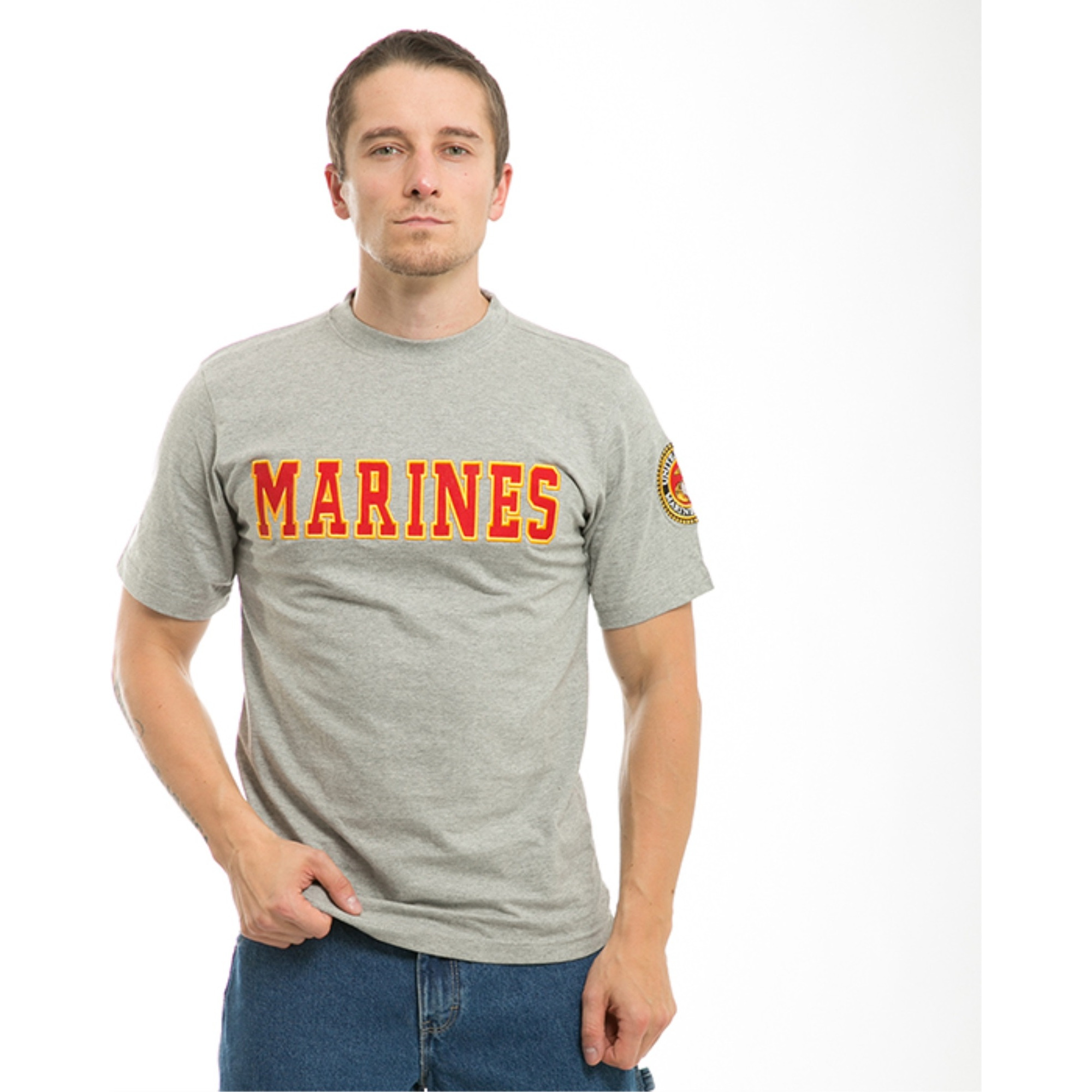 Applique Text T's, Marines, Grey, XL