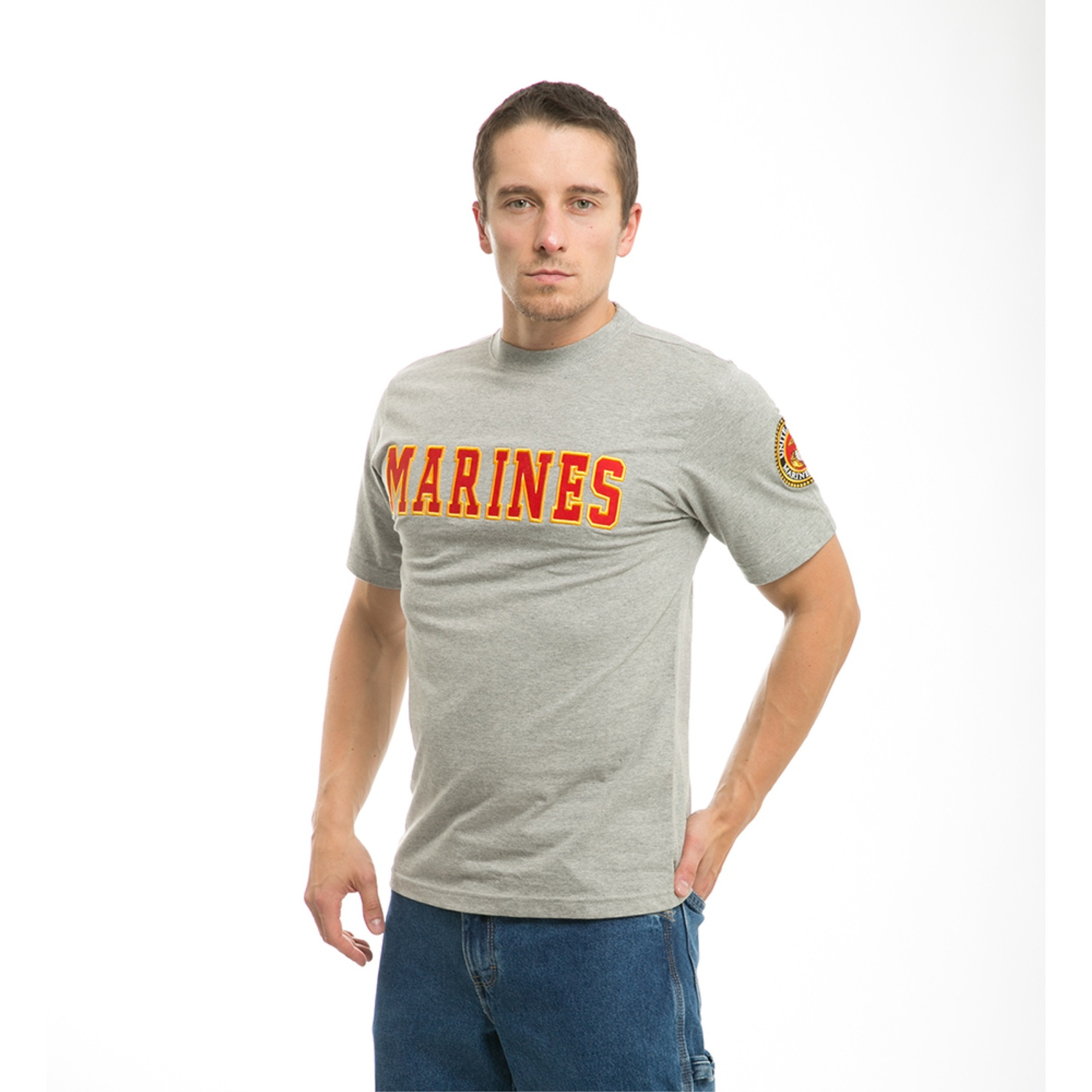 Applique Text T's, Marines, Grey, XL