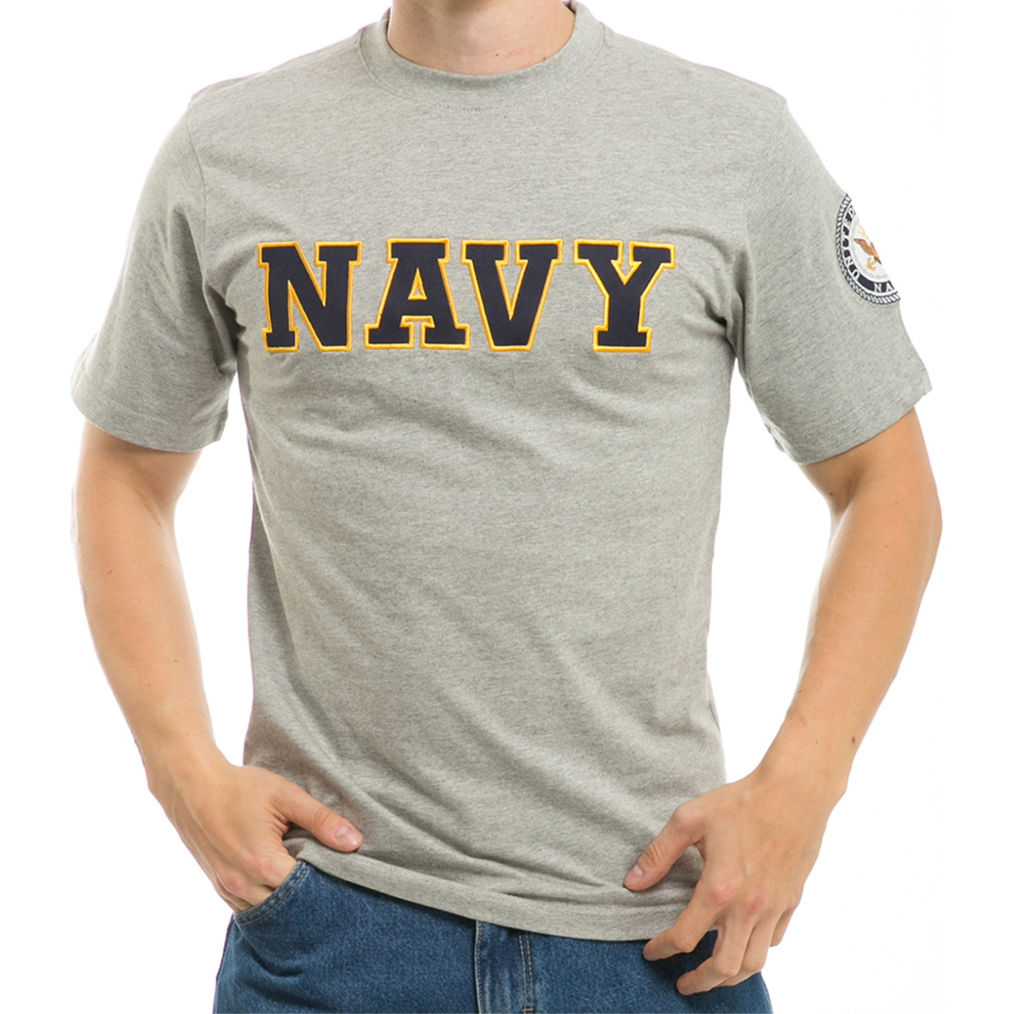 Applique Text T's, Navy, Grey, XL