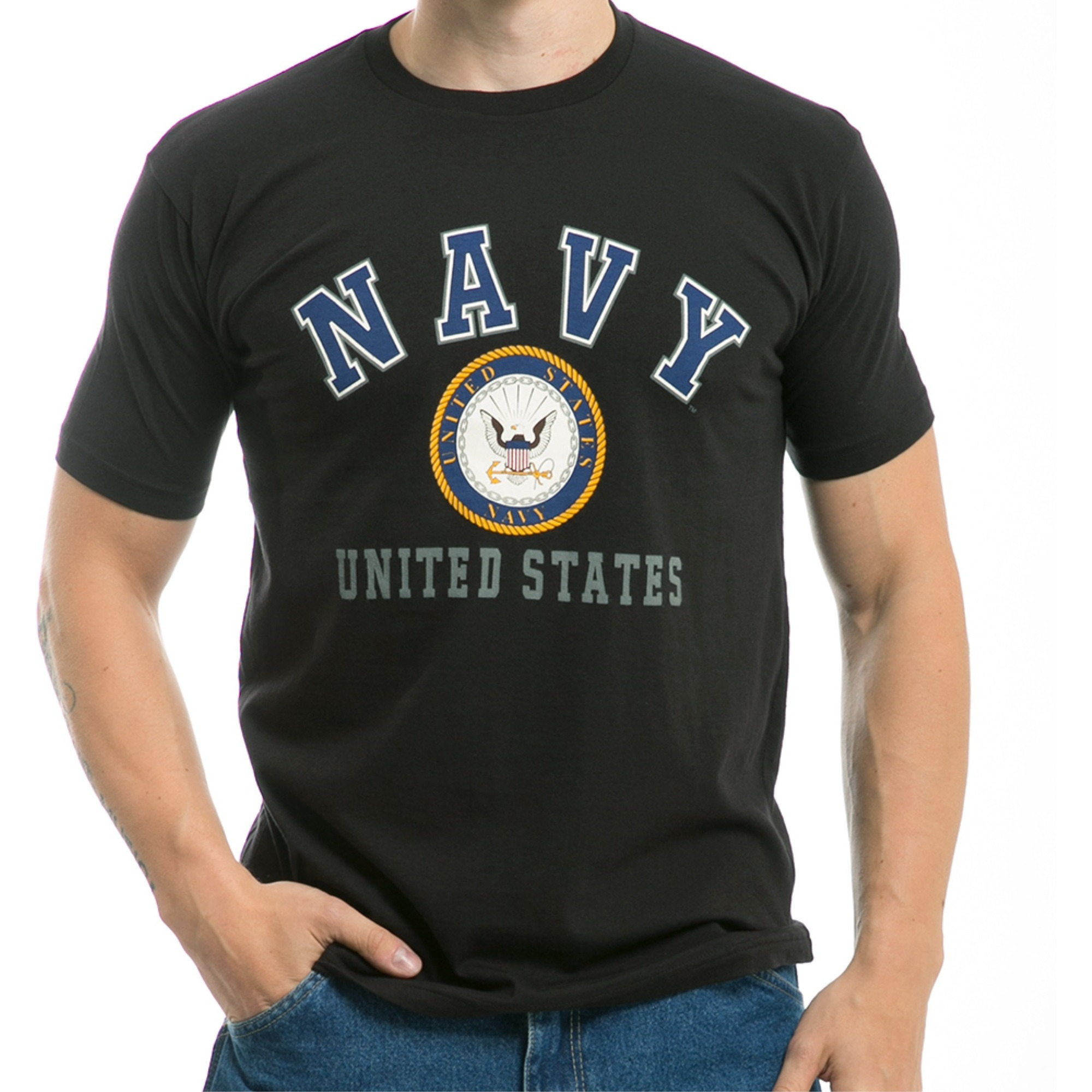 30 Single Tee, US Navy Classic, Black,2X
