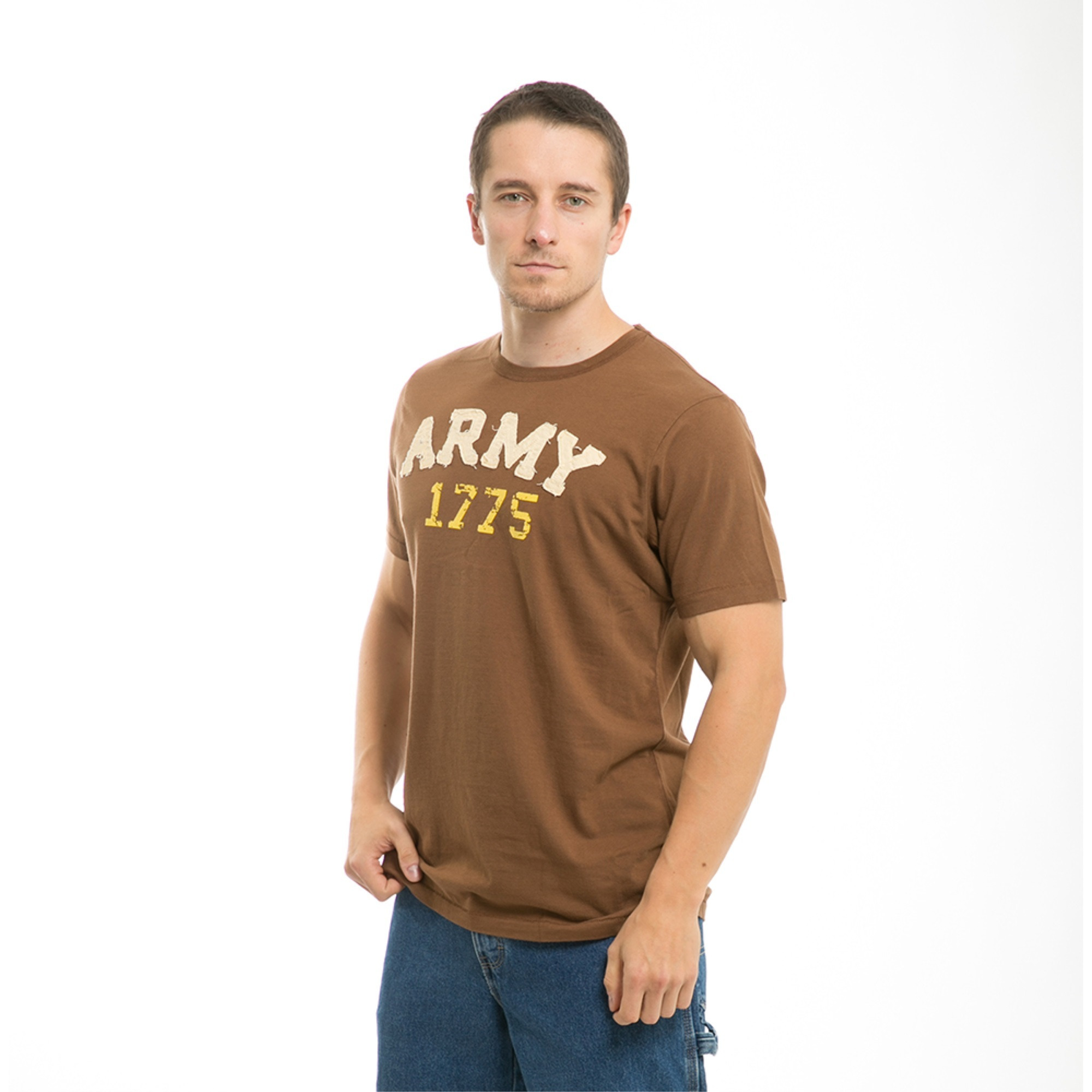 Long Beach, Applique T's, Army, Brown S