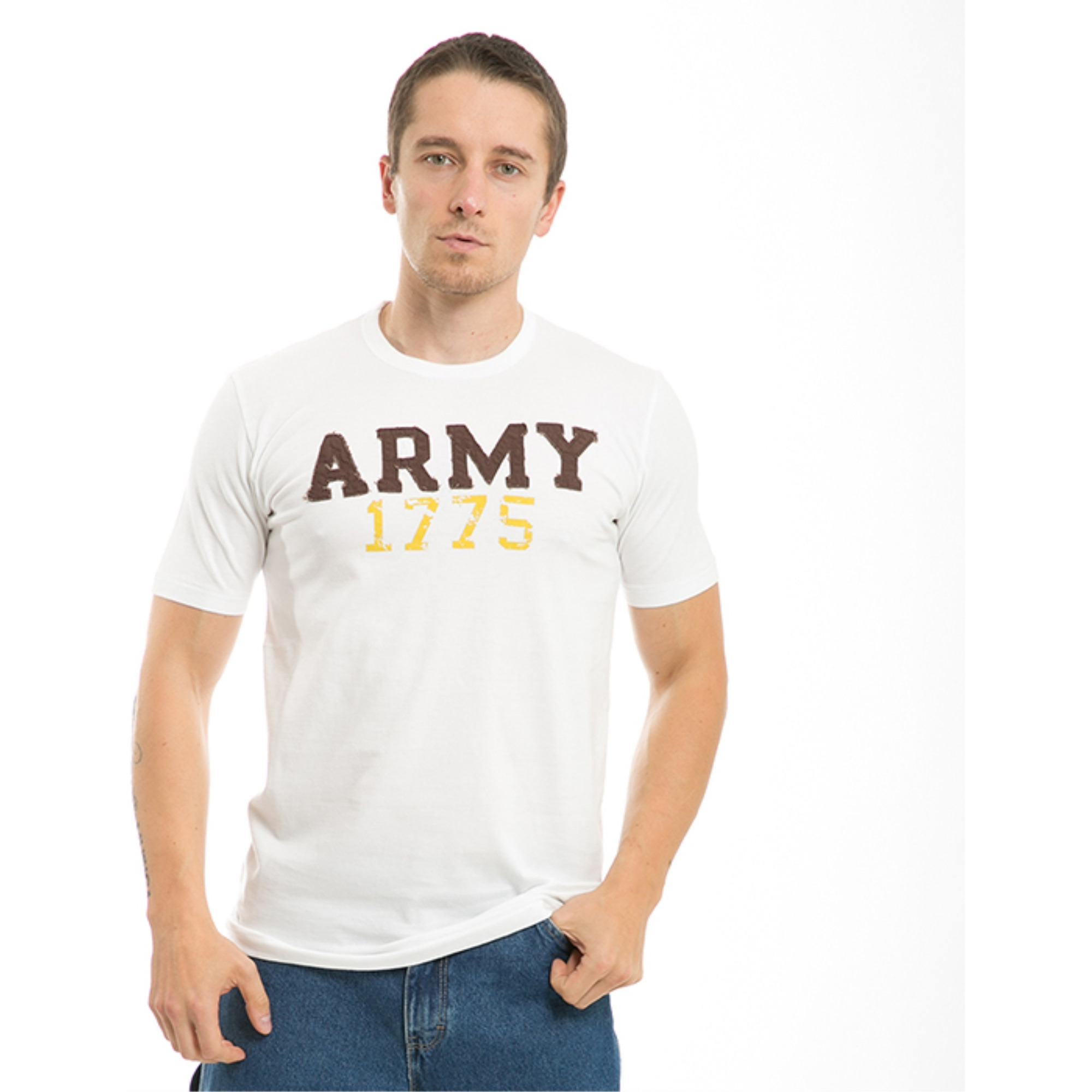 Seal Beach, Applique T's, Army, Wht, L
