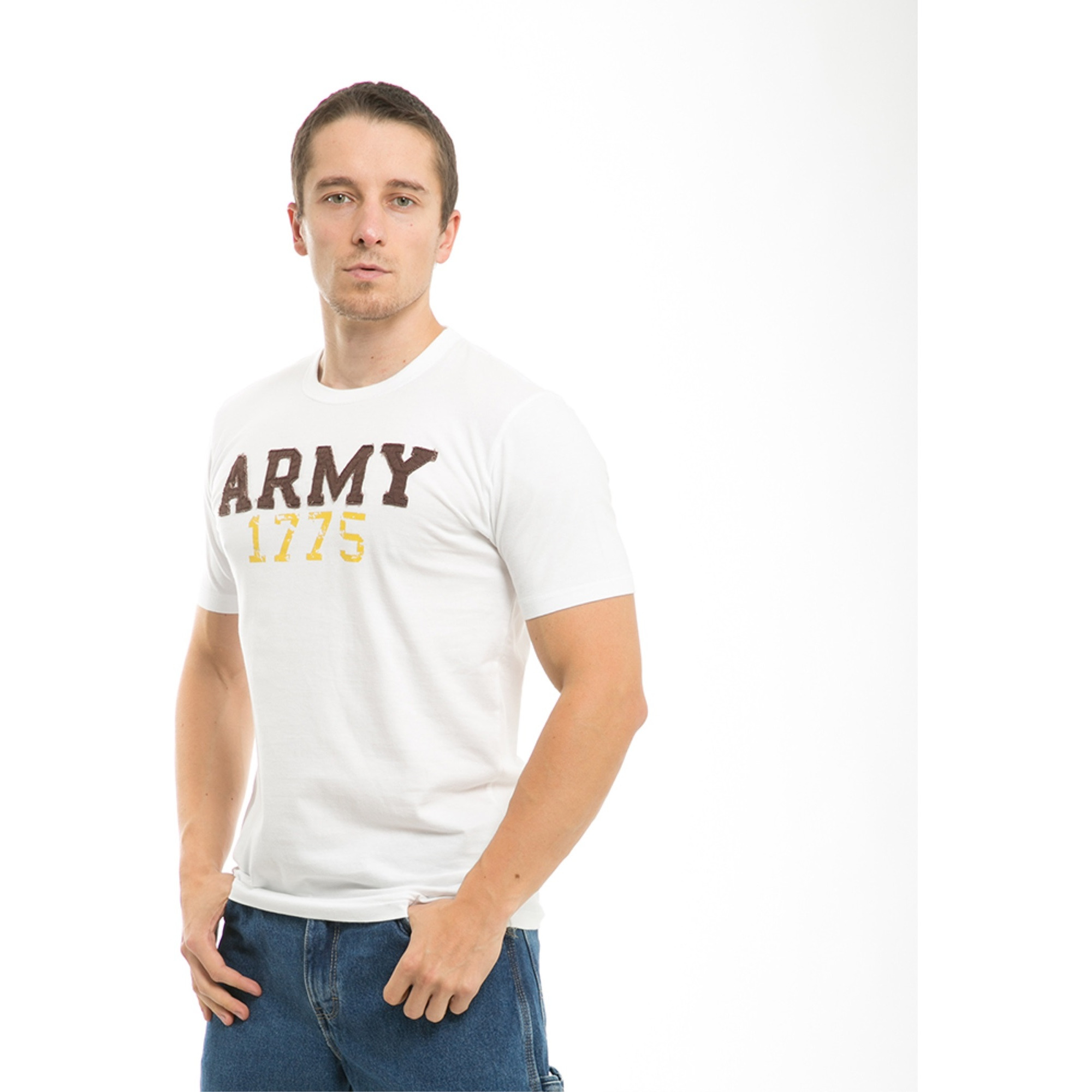 Seal Beach, Applique T's, Army, Wht, L