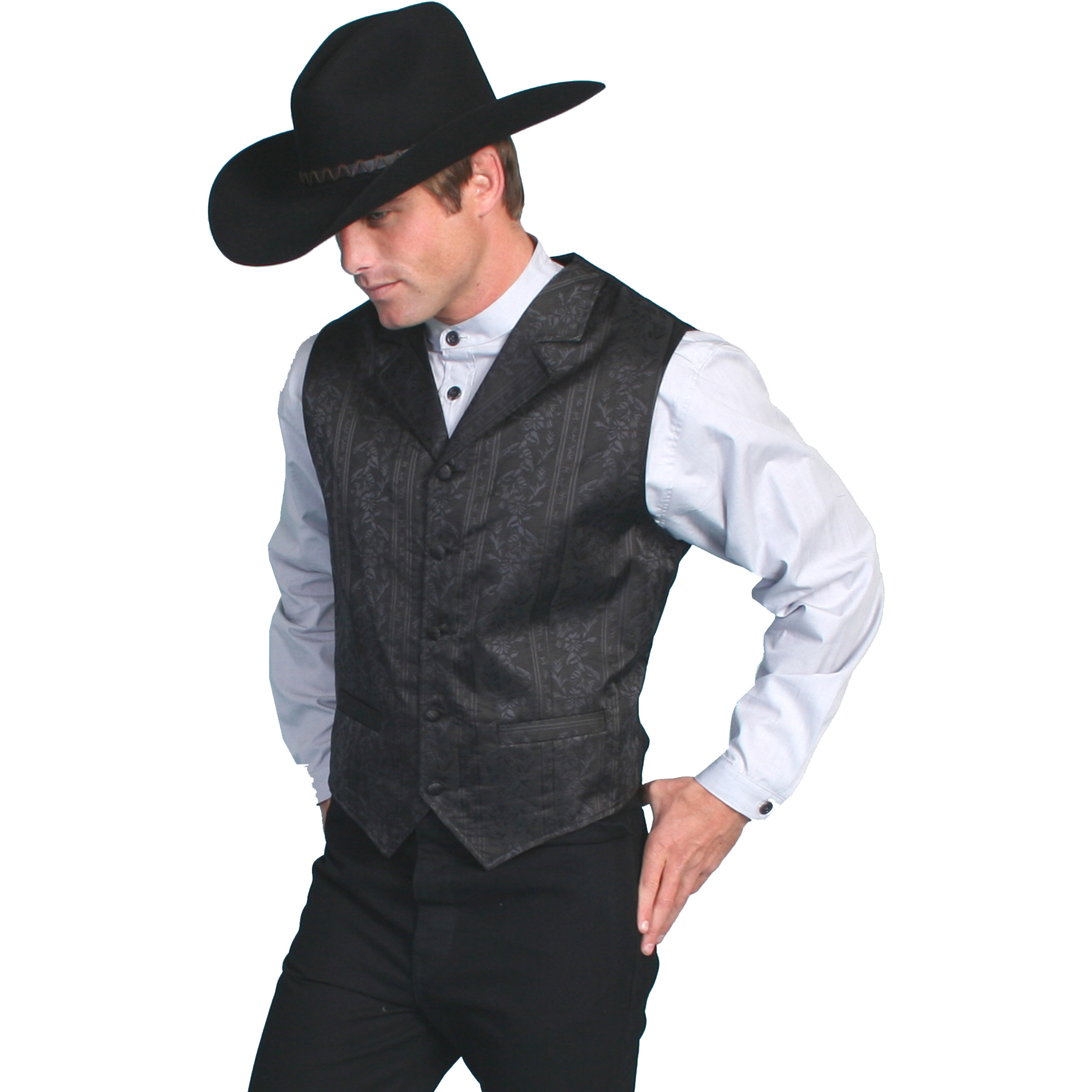 FLORAL STRIPE JACQUARD VEST