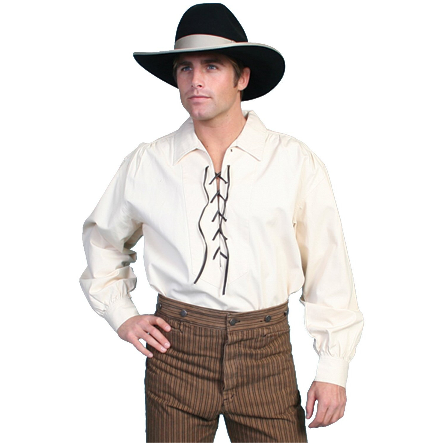 LEATHER LACE UP FRONT SHIRT