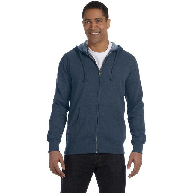 Mens OrganicRecycled Heathered Full-Zip Hooded Sweatshirt - BERRY - S(D0102H7ZL2T)
