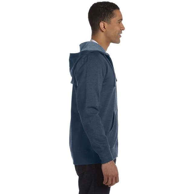 Mens OrganicRecycled Heathered Full-Zip Hooded Sweatshirt - BERRY - S(D0102H7ZL2T)