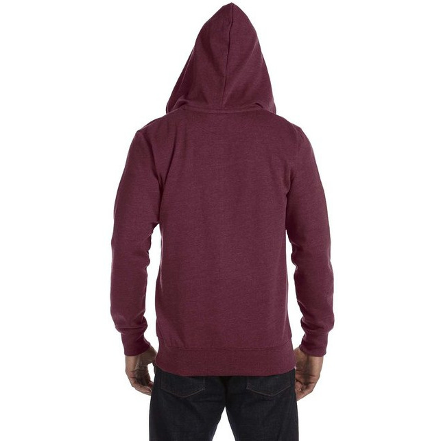 Mens OrganicRecycled Heathered Full-Zip Hooded Sweatshirt - BERRY - S(D0102H7ZLgP)