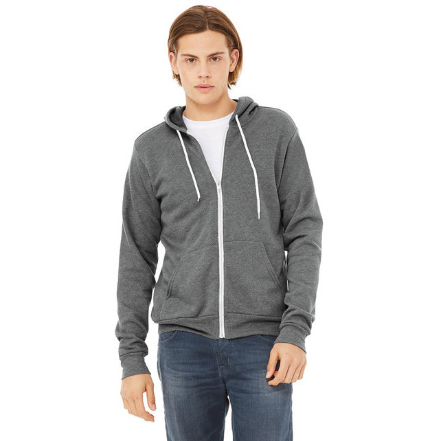 Unisex Sponge Fleece Full-Zip Hooded Sweatshirt - ASPHALT - 2XL(D0102H7WMV2)