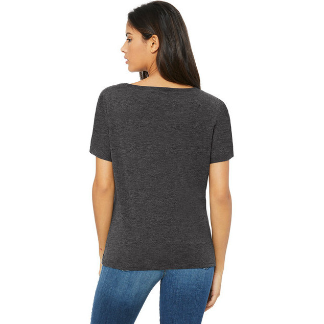 Ladies Slouchy V-Neck T-Shirt - BLAcK - S(D0102H7WBFP)