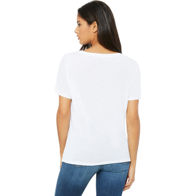 Ladies Slouchy V-Neck T-Shirt - BLAcK - S(D0102H7W1RJ)