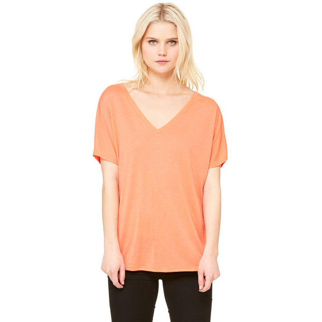 Ladies Slouchy V-Neck T-Shirt - BLAcK - S(D0102H7W1RP)