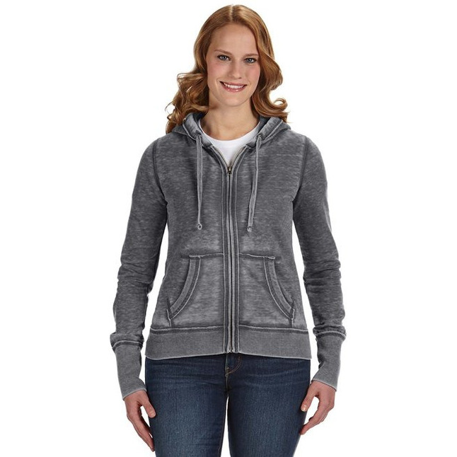 Ladies Zen Full-Zip Fleece Hooded Sweatshirt - cEMENT - XS(D0102H78FZX)