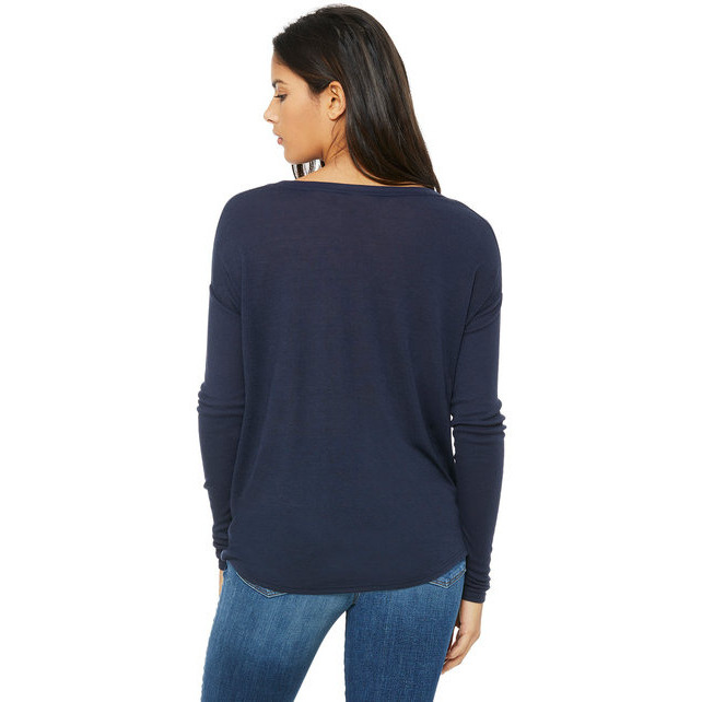 Ladies Flowy Long-Sleeve T-Shirt with 2x1 Sleeves - MIDNIgHT - S(D0102H7W6UX)