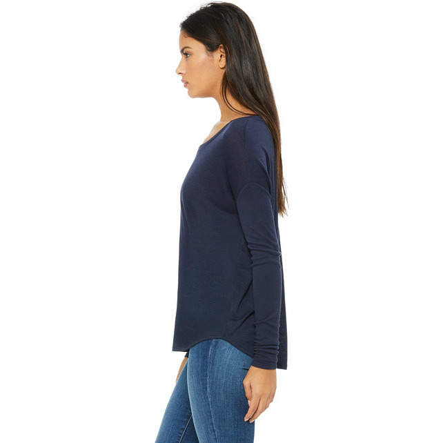 Ladies Flowy Long-Sleeve T-Shirt with 2x1 Sleeves - MIDNIgHT - S(D0102H7W6UX)