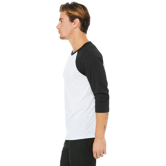Unisex 34-Sleeve Baseball T-Shirt - gRY cHR BLK TRB - S(D0102H7W2UX)