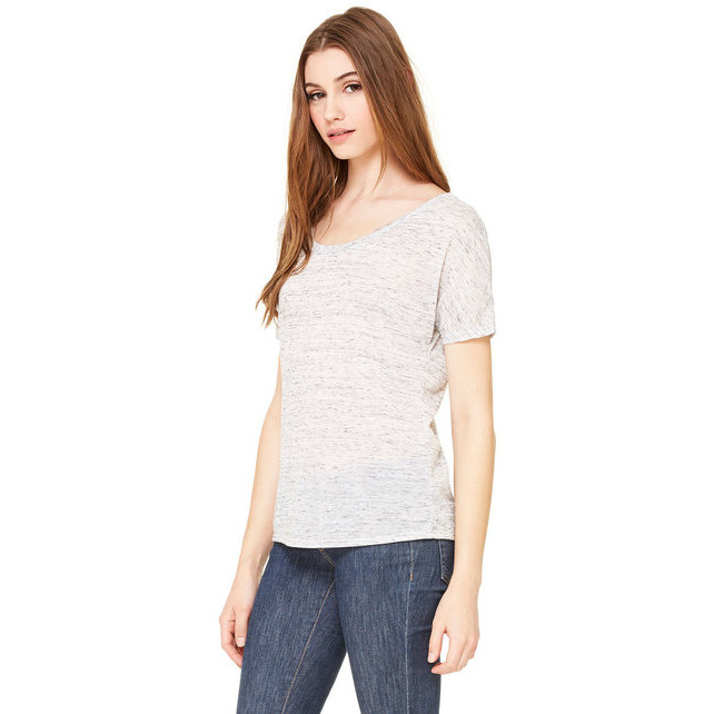 Ladies Slouchy T-Shirt - WHITE MARBLE - S(D0102H7W5J6)