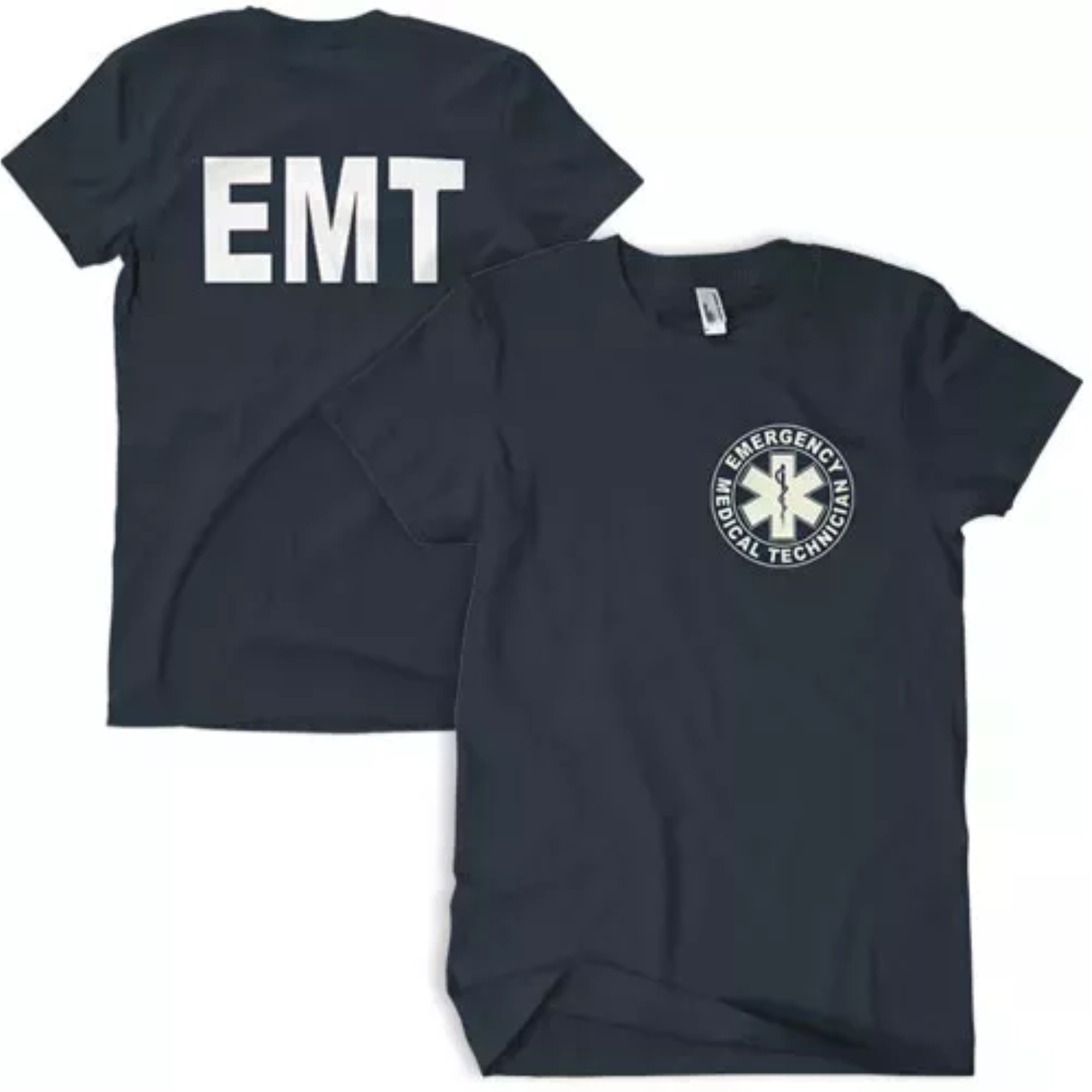 EMT T-Shirt Navy 2-Sided White Imprint - 2XL