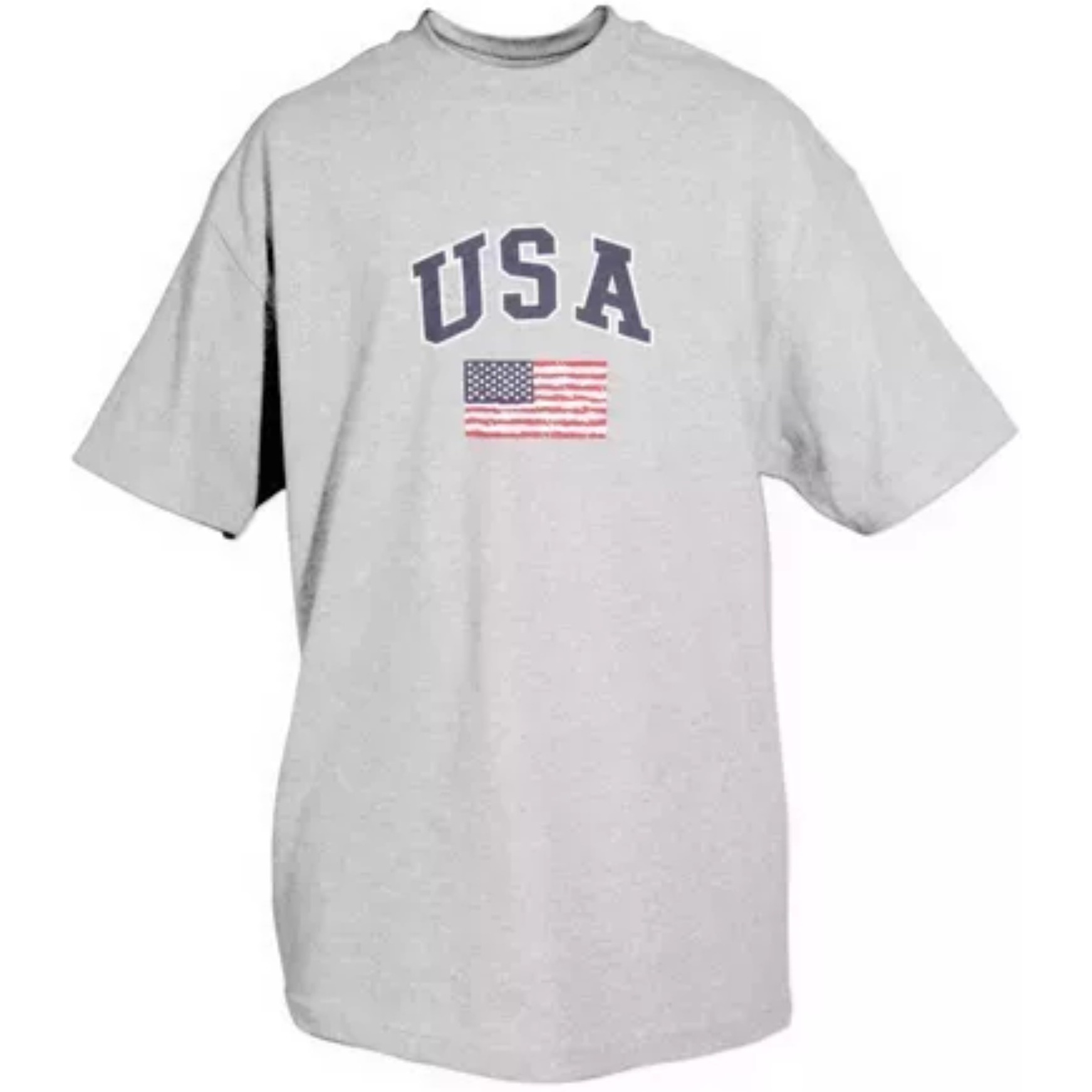 USA With Flag T-Shirt, Heather Grey 2XL