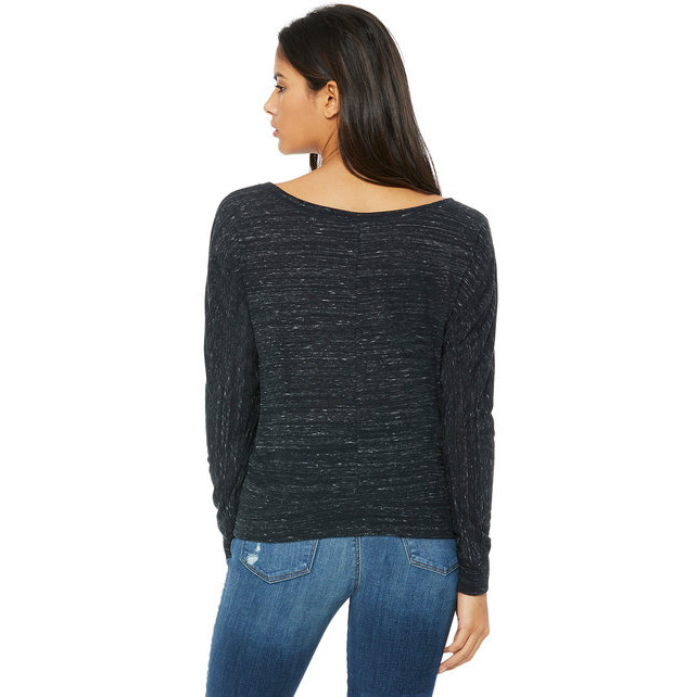 Ladies Flowy Long-Sleeve Off Shoulder T-Shirt - NEON PINK - S(D0102H7WVY6)