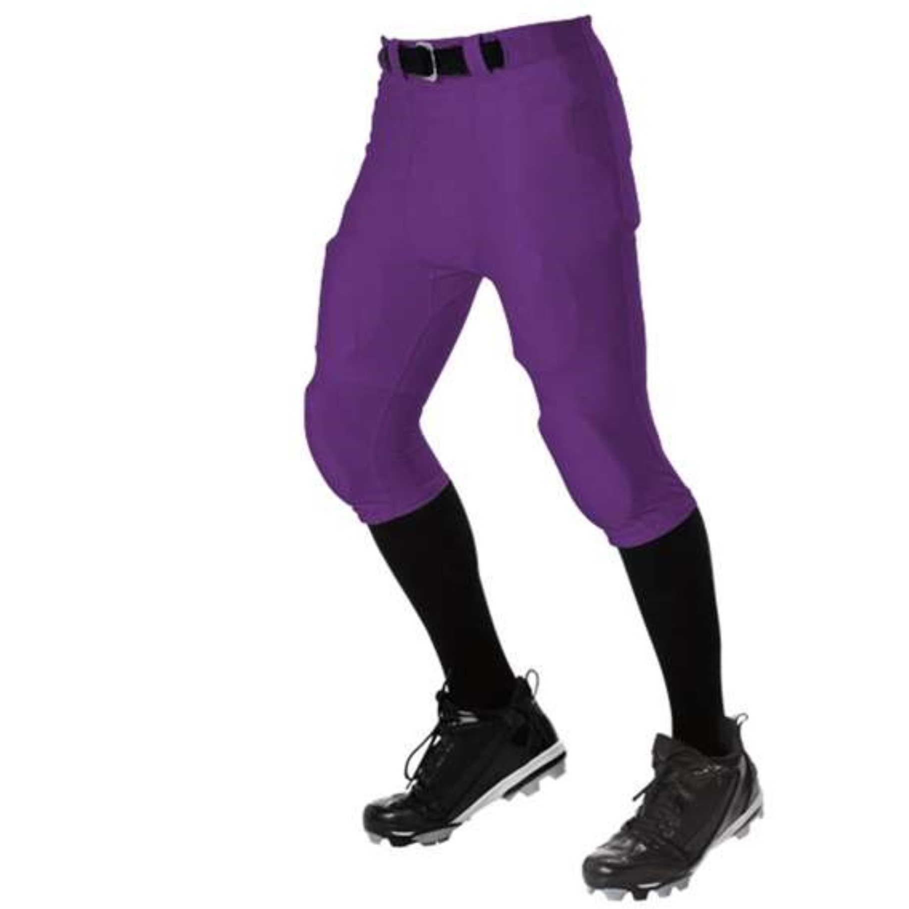 Alleson Athletic Youth No Fly Football Pants With Slotted Waist - Purple, XL