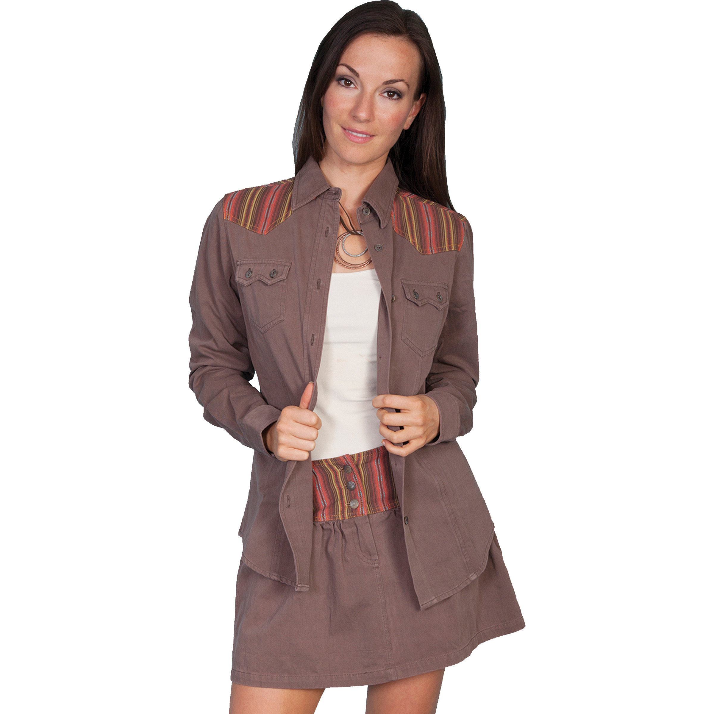 BLOUSE W/STRIPE YOKE