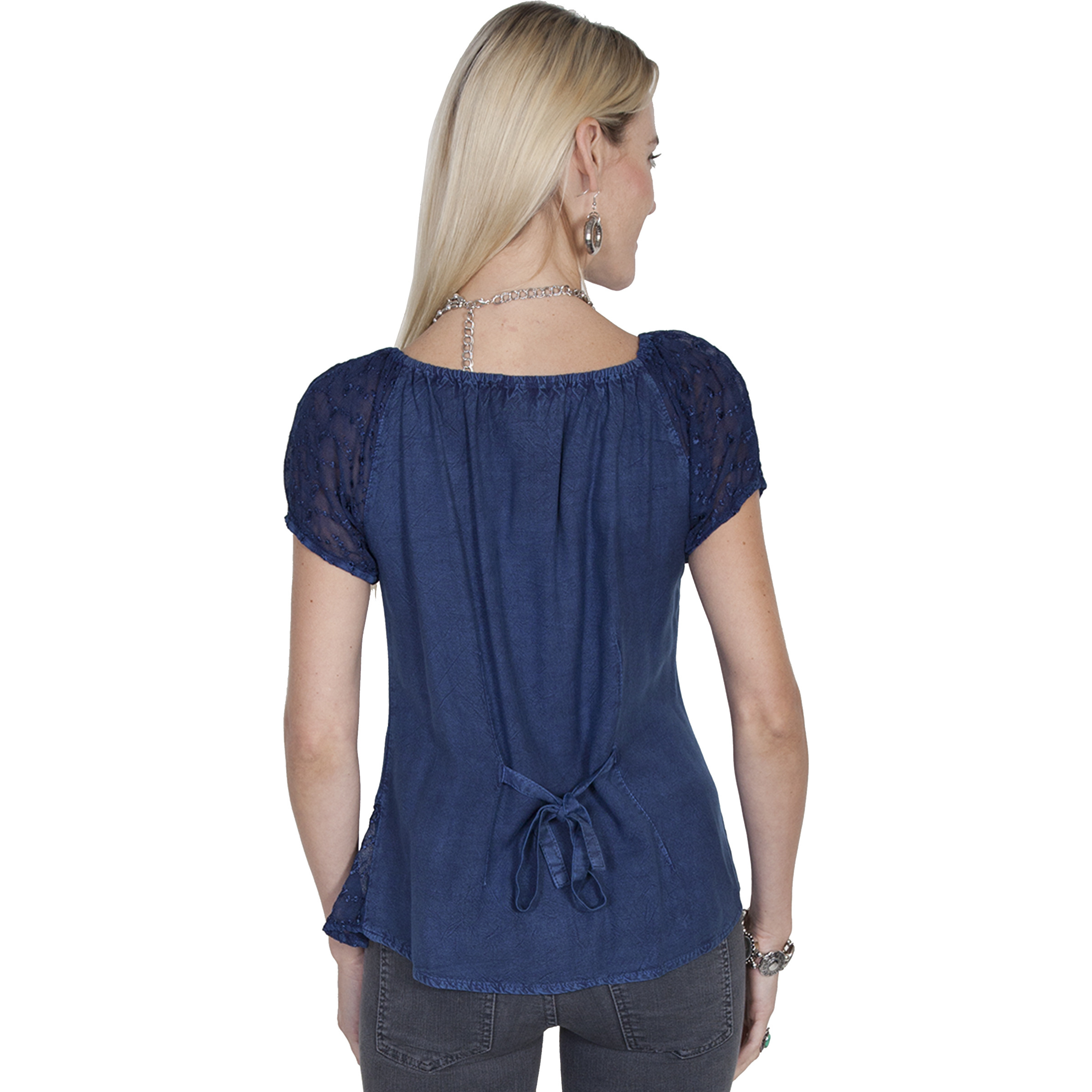 RAYON ELASTIC SLEEVE BLOUSE
