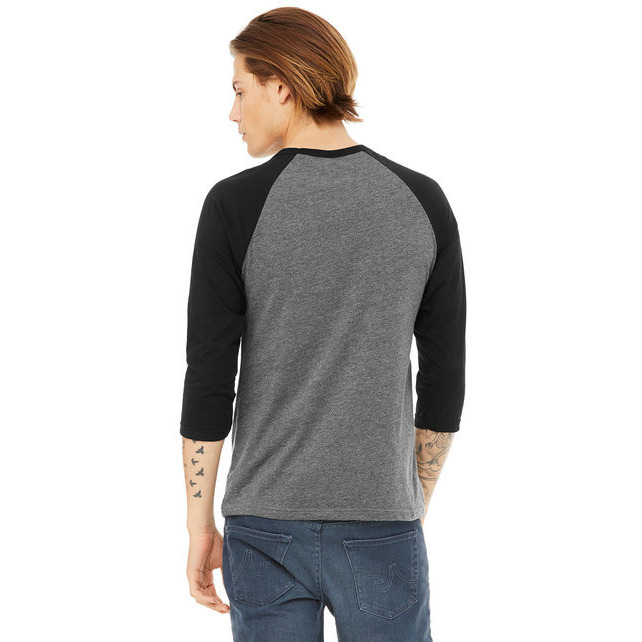 Unisex 34-Sleeve Baseball T-Shirt - gRY cHR BLK TRB - S(D0102H7WgQT)