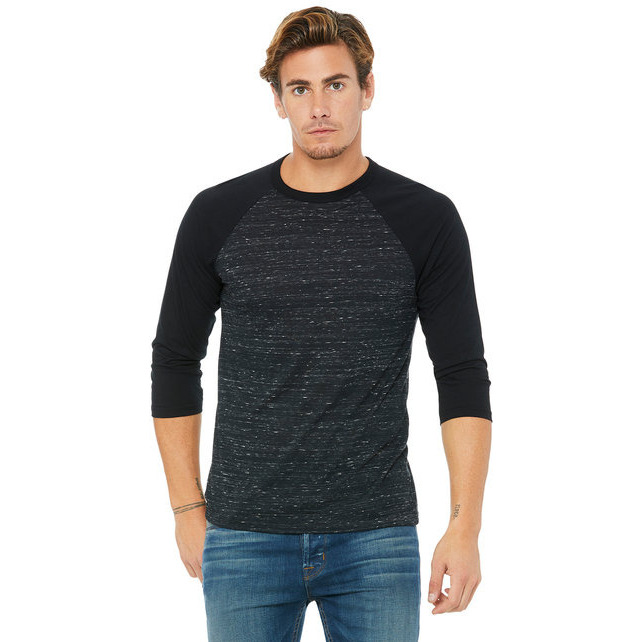 Unisex 34-Sleeve Baseball T-Shirt - gRY cHR BLK TRB - S(D0102H7Wg8P)